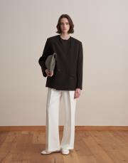 asimetrik kapaklı blazer kahverengi