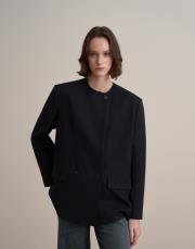 asimetrik kapaklı blazer lacivert 5