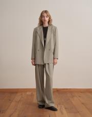 asimetrik kapaklı blazer bej