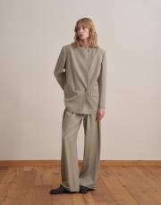 asimetrik kapaklı blazer bej 2