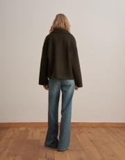 çıtçıt kapamalı yün karışımlı kaban haki 3