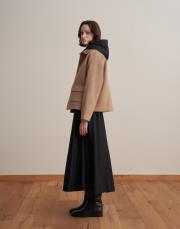 çıtçıt kapamalı yün karışımlı kaban camel 3