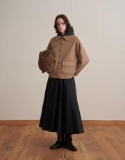 çıtçıt kapamalı yün karışımlı kaban camel 5