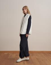 v yaka kapitone yelek ekru 2