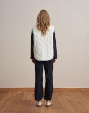 v yaka kapitone yelek ekru 3