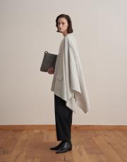 yün karışımlı ceket panço gri 2