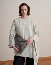 yün karışımlı ceket panço gri 6