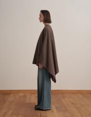 yün karışımlı ceket panço sütlü kahve 3