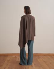 yün karışımlı ceket panço sütlü kahve 4