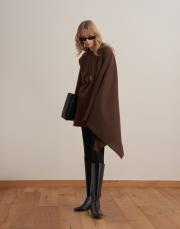 yün karışımlı ceket panço kahverengi 2