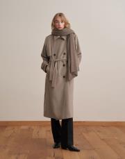 vatkalı yün palto bej