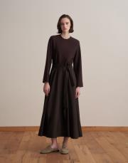 etek ucu detaylı elbise kahverengi 3