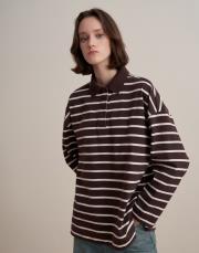 %100 pamuk çizgili sweatshirt kahverengi 5