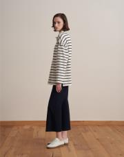 %100 pamuk çizgili sweatshirt ekru 3