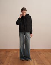 çıtçıt kapamalı kapitone yelek siyah