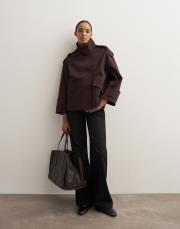 yüksek yaka koton trençkot kahverengi 4