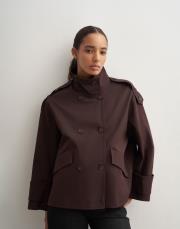 yüksek yaka koton trençkot kahverengi 5