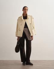 yüksek yaka koton trençkot açık bej