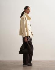 yüksek yaka koton trençkot açık bej 2