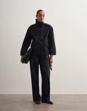 yüksek yaka koton trençkot siyah 2