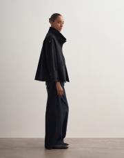 yüksek yaka koton trençkot siyah 3