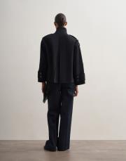 yüksek yaka koton trençkot siyah 4