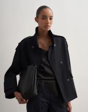 yüksek yaka koton trençkot siyah 5