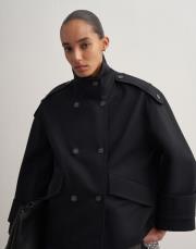 yüksek yaka koton trençkot siyah 6