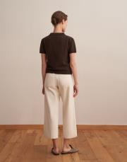 %100 koton wide leg crop jean ekru 3