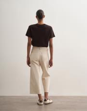 %100 koton wide leg crop jean ekru 4