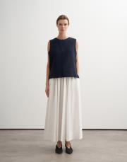 %100 keten kolsuz bluz lacivert