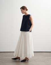 %100 keten kolsuz bluz lacivert 2