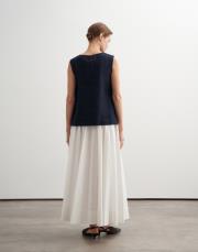 %100 keten kolsuz bluz lacivert 3