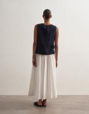 %100 keten kolsuz bluz lacivert 6