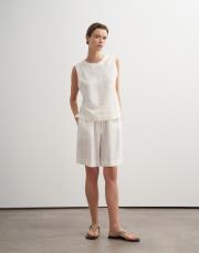 %100 keten kolsuz bluz ekru