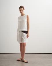 %100 keten kolsuz bluz ekru 2