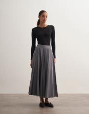 parçalı koton etek gri