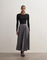 parçalı koton etek gri 2