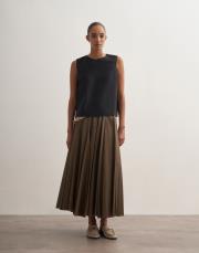 parçalı koton etek haki