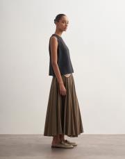 parçalı koton etek haki 3