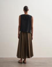 parçalı koton etek haki 4