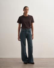 orta bel ispanyol paça jean koyu mavi