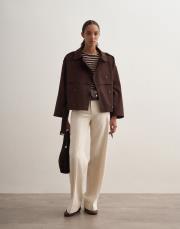 kemer detaylı kısa trençkot kahverengi 2