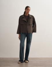 kemer detaylı kısa trençkot koyu haki