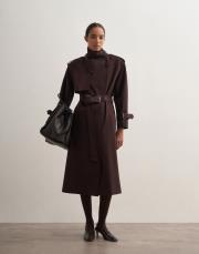 %100 koton maxi trençkot kahverengi