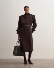 %100 koton maxi trençkot kahverengi 2