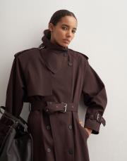 %100 koton maxi trençkot kahverengi 5