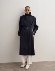 %100 koton maxi trençkot lacivert 2
