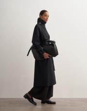 %100 koton maxi trençkot siyah 2