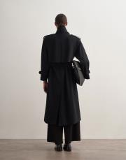 %100 koton maxi trençkot siyah 3